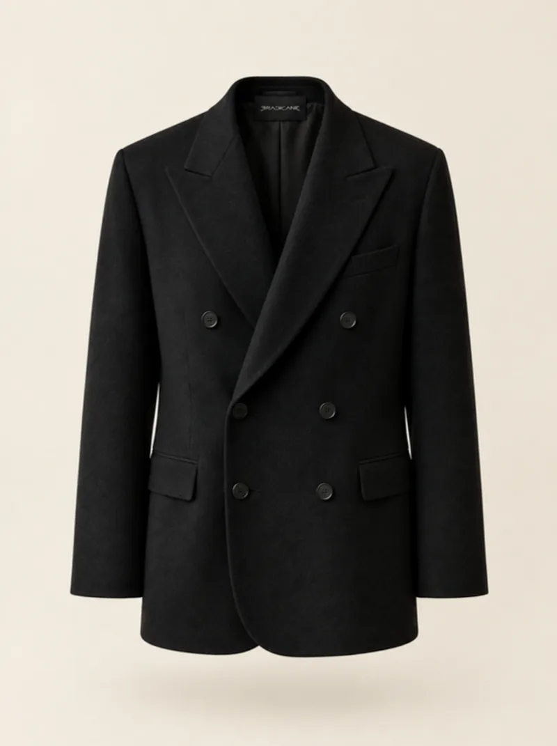 Panther Double-Breasted Suit Jacket in Black