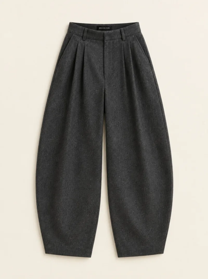 Tailored Barrel-Leg Trouser in Charcoal