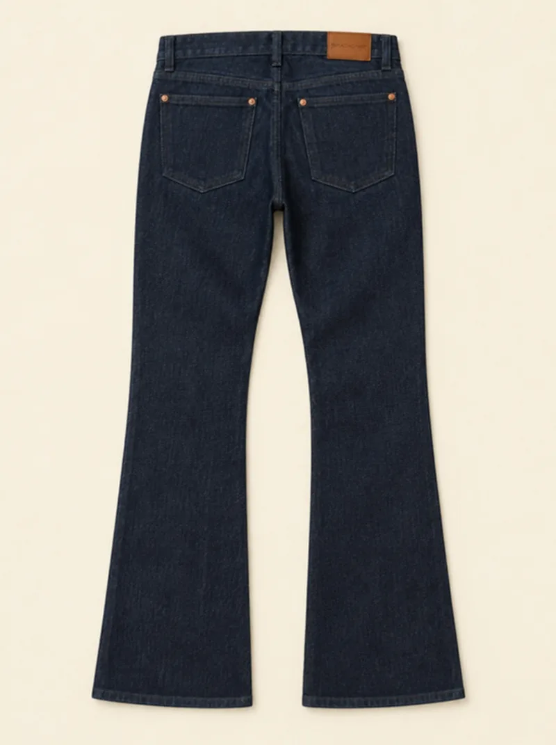 Selvedge Bootcut Jean in Rinse Indigo, back view