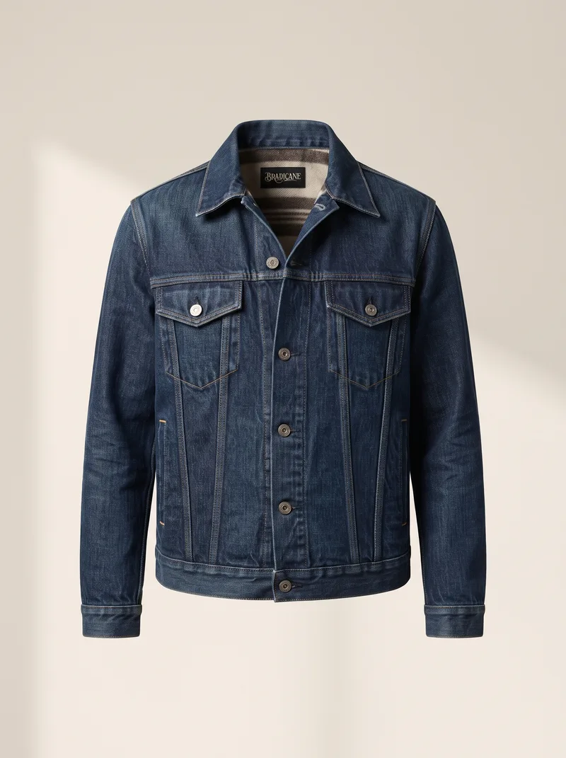 Denim Trucker Jacket in Indigo, front